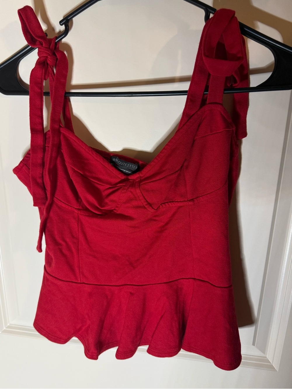 Urban Outfitters Red Tie Strap Peplum Tank Top | Cottagecore Coquette Cami